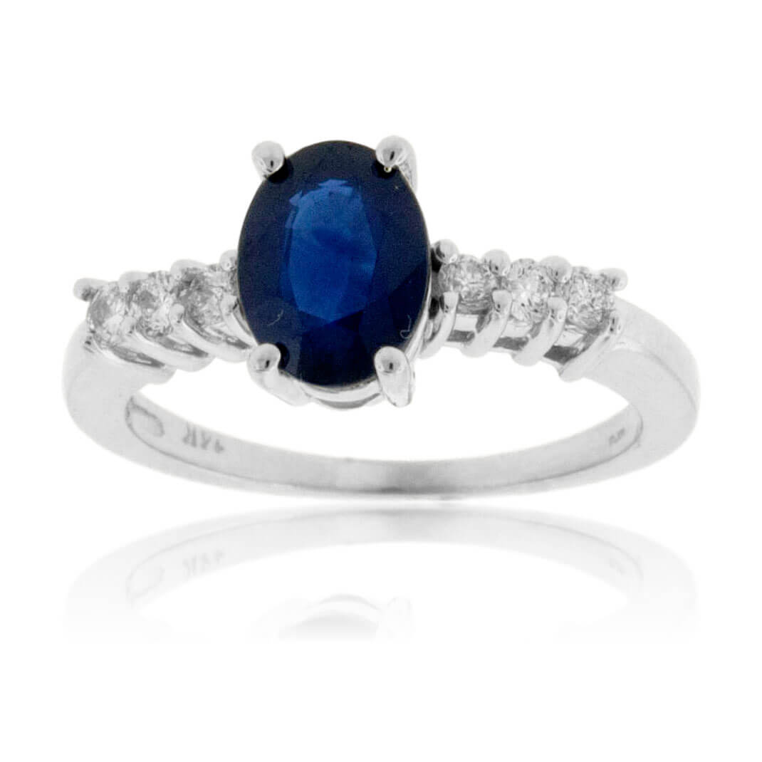 Oval Blue Sapphire & Diamond Ring - Park City Jewelers