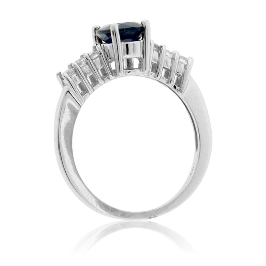Oval Blue Sapphire & Diamond Ring - Park City Jewelers