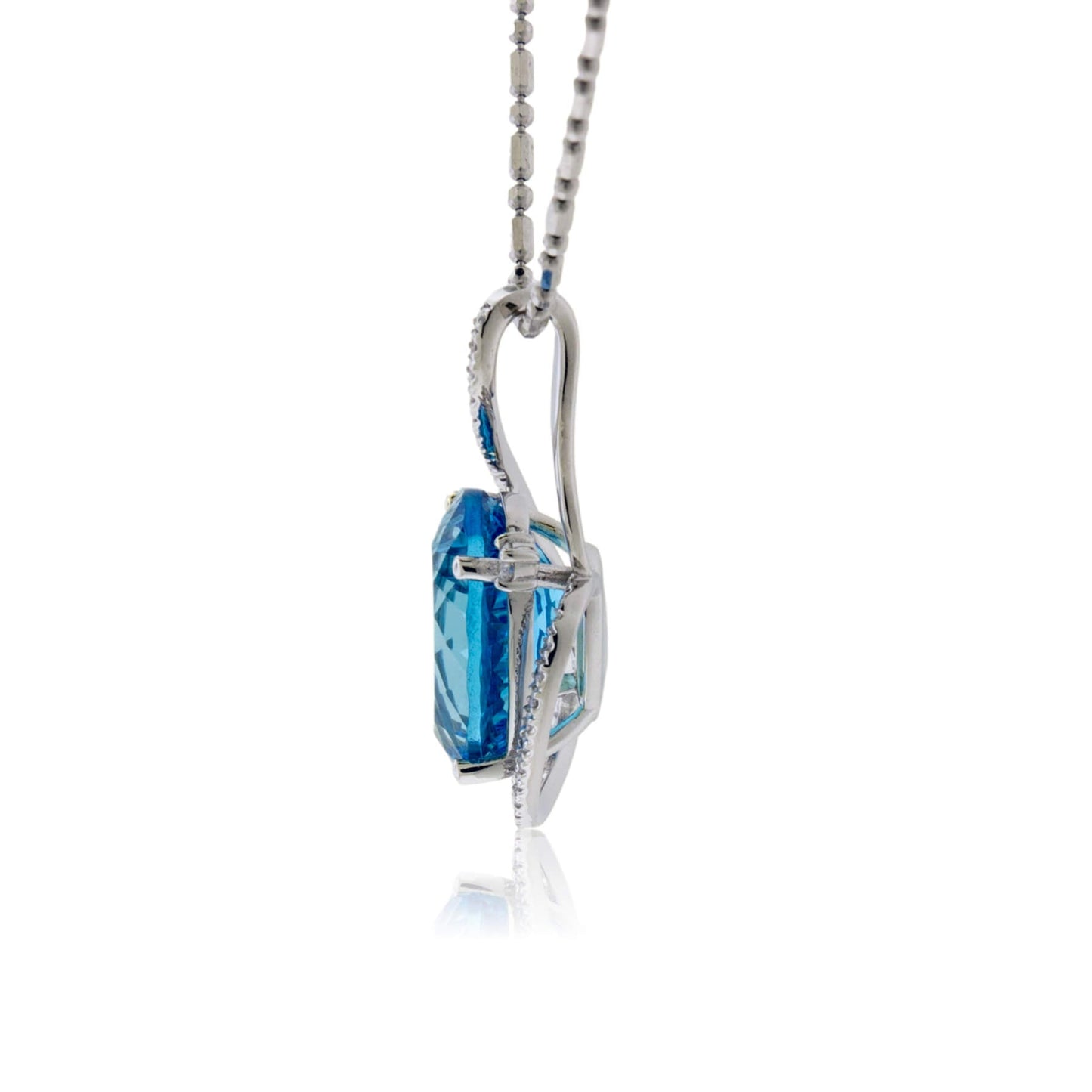 Oval Blue Topaz & Diamond Draped Pendant - Park City Jewelers