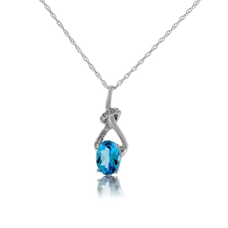 Oval Blue Topaz & Diamond Pendant - Park City Jewelers