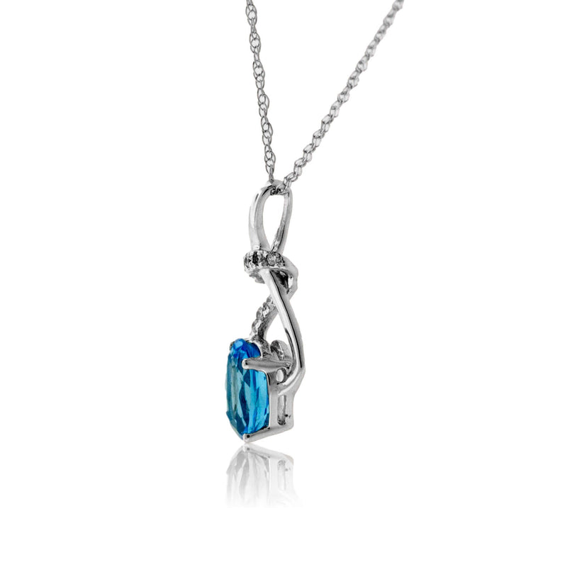 Oval Blue Topaz & Diamond Pendant - Park City Jewelers