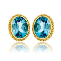 Oval Blue Topaz & Rope Halo Earrings - Park City Jewelers
