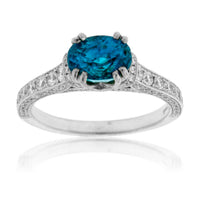 Oval Blue Zircon and Diamond Ring - Park City Jewelers