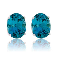 Oval Blue Zircon Stud Post Earrings - Park City Jewelers