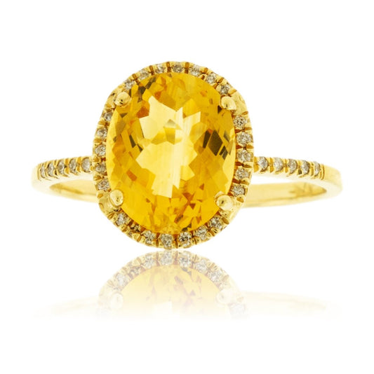 Oval Citrine and Diamond Halo Ring - Park City Jewelers