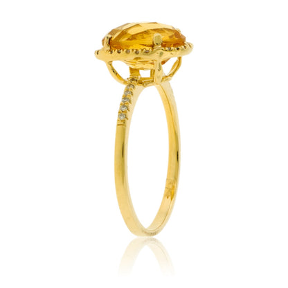 Oval Citrine and Diamond Halo Ring - Park City Jewelers