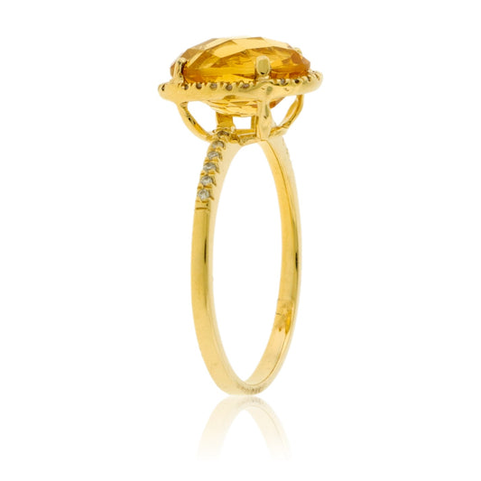 Oval Citrine and Diamond Halo Ring - Park City Jewelers