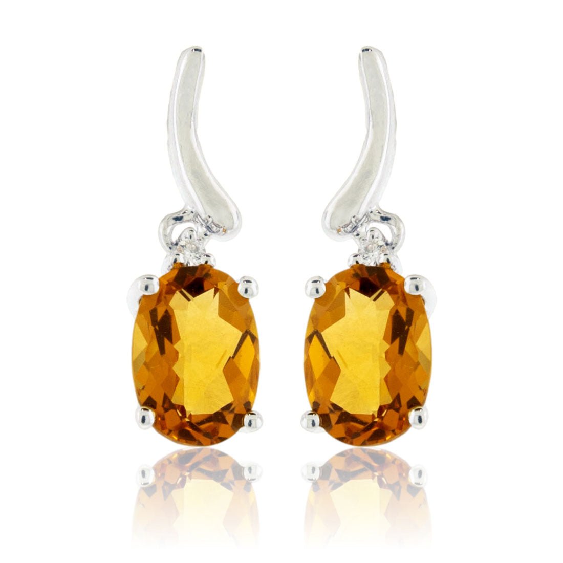 Faceted Oval Citrine Earrings with White Enamel – Goshwara