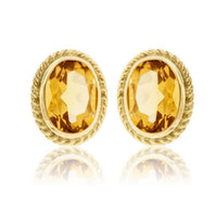 Oval Citrine & Rope Halo Stud Earrings - Park City Jewelers