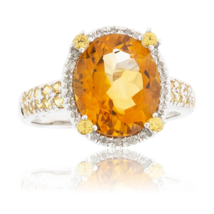 Oval Citrine, Yellow Sapphire and Diamond Ring - Park City Jewelers
