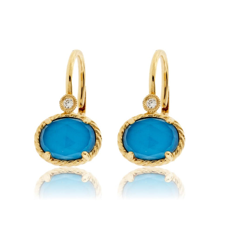 Oval Crystal Over Turquoise & Diamond Earrings - Park City Jewelers