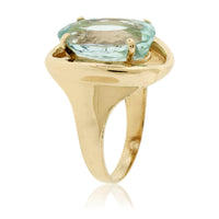 Oval-Cut Aquamarine Solitaire Style Estate Ring - Park City Jewelers