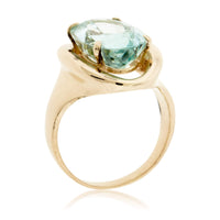 Oval-Cut Aquamarine Solitaire Style Estate Ring - Park City Jewelers