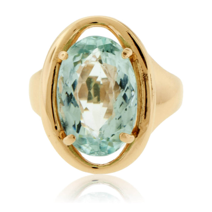 Oval-Cut Aquamarine Solitaire Style Estate Ring - Park City Jewelers