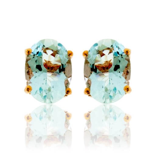 Oval Cut Aquamarine Stud Earrings - Park City Jewelers
