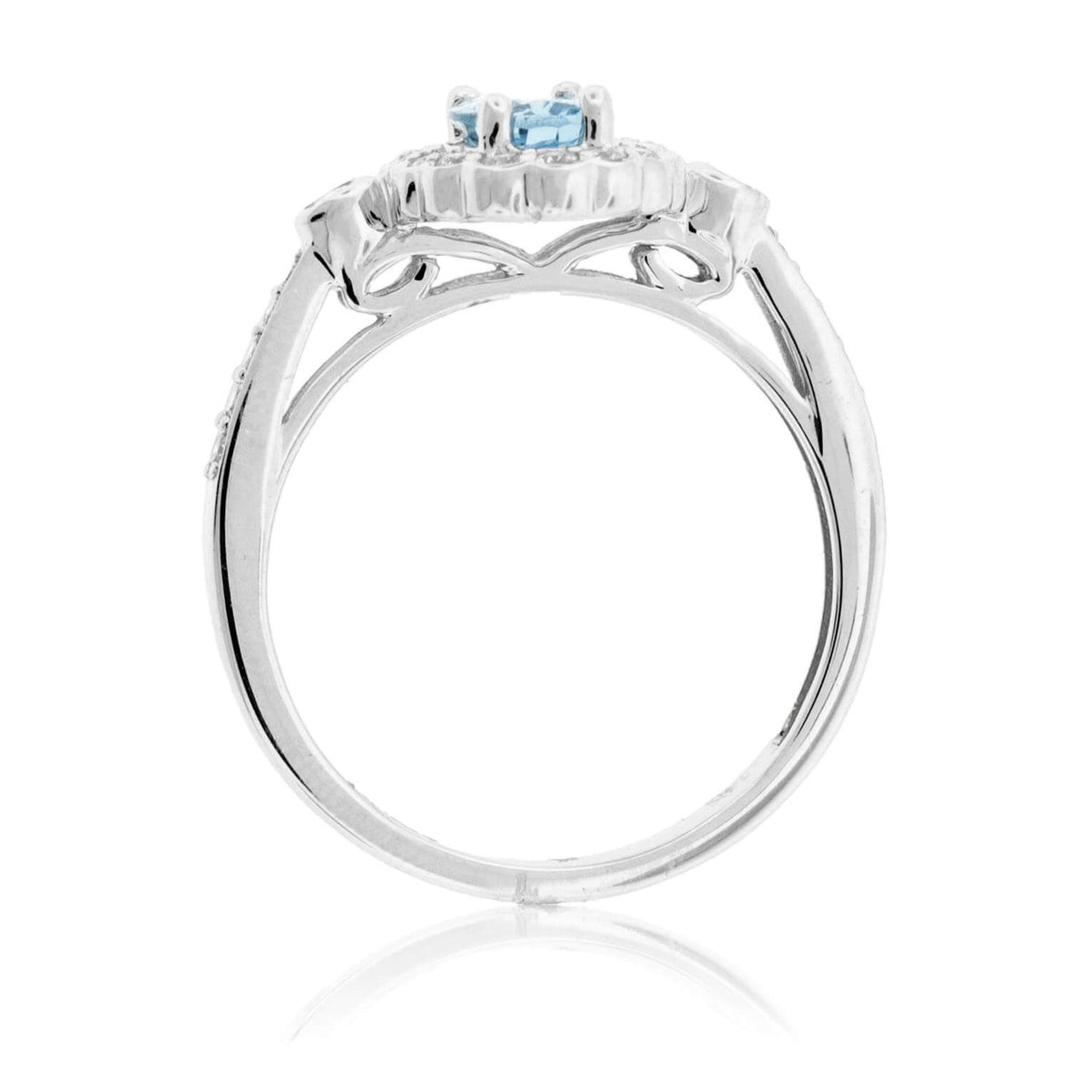 Oval-Cut Aquamarine with Scalloped Diamond Halo Ring - Park City Jewelers