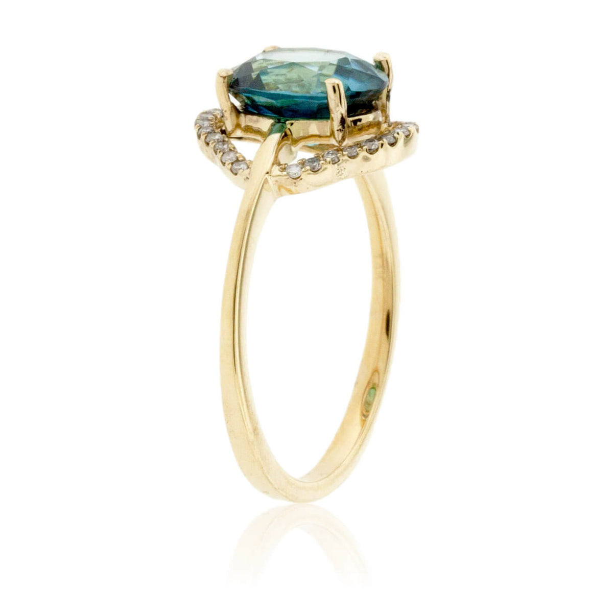 Oval Cut Blue Zircon & Diamond Halo Style Ring - Park City Jewelers