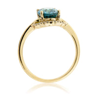 Oval Cut Blue Zircon & Diamond Halo Style Ring - Park City Jewelers