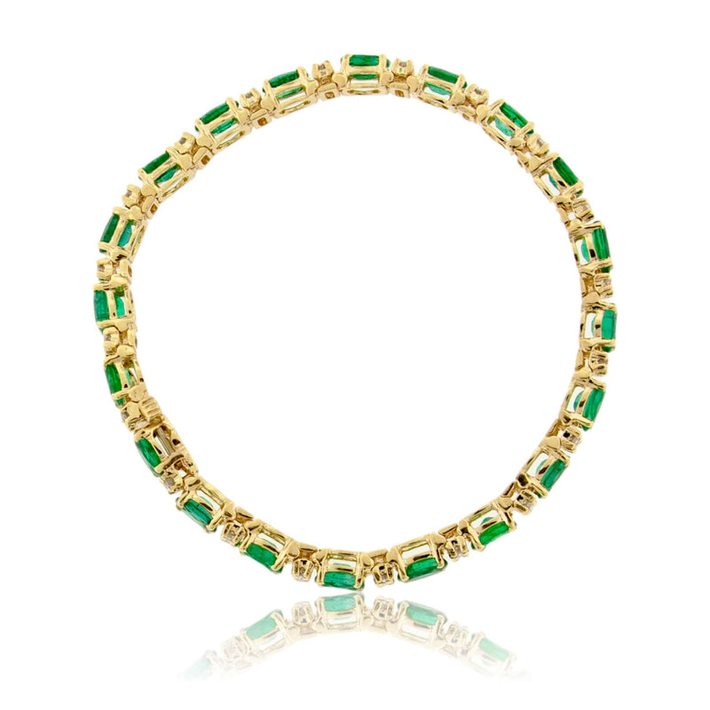 Oval-Cut Emerald & Diamond Yellow Gold Bracelet - Park City Jewelers