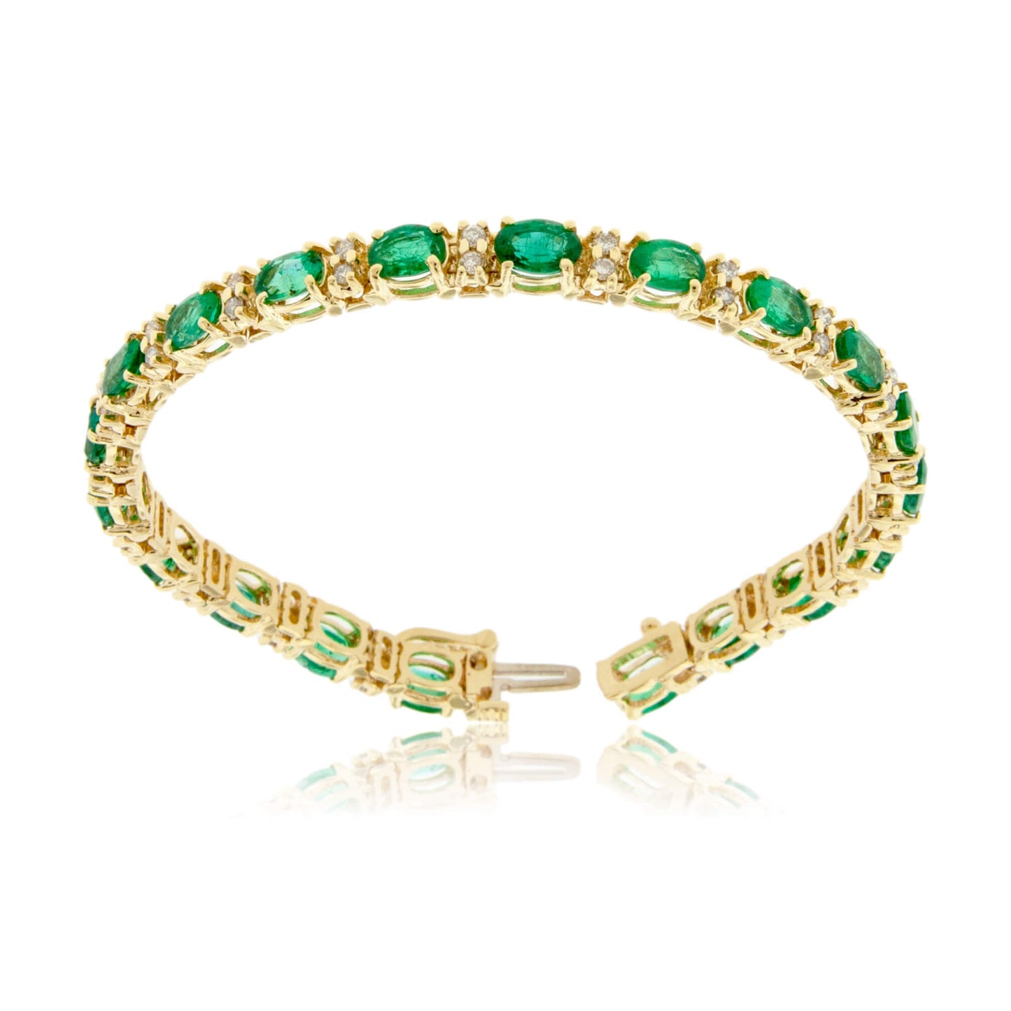Oval-Cut Emerald & Diamond Yellow Gold Bracelet - Park City Jewelers