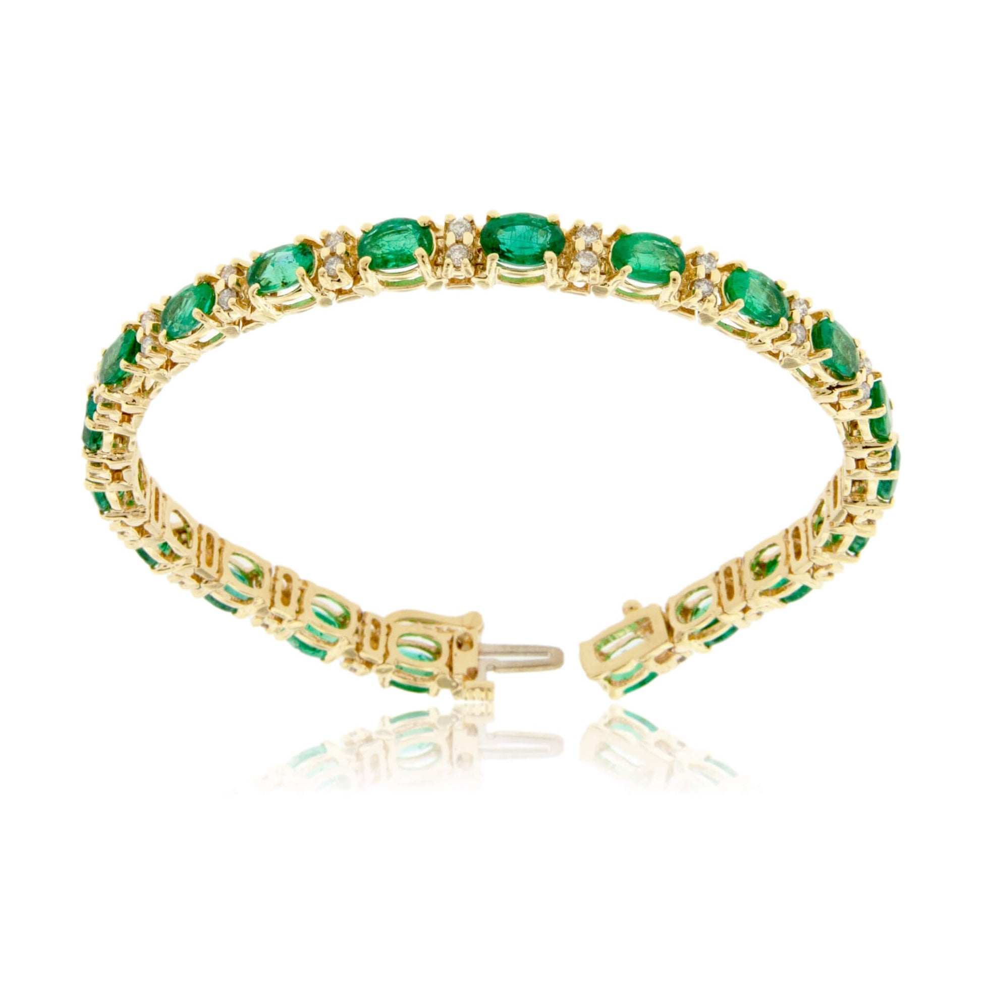 Oval-Cut Emerald & Diamond Yellow Gold Bracelet - Park City Jewelers