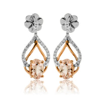 Oval Cut Morganite and Diamond Reversed Heart Earrings - Park City Jewelers