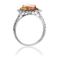 Oval Cut Morganite & Diamond Double Halo Ring - Park City Jewelers