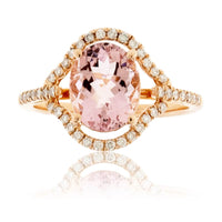 Oval Cut Morganite & Diamond Halo Ring - Park City Jewelers