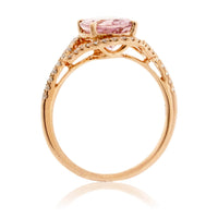 Oval Cut Morganite & Diamond Halo Ring - Park City Jewelers