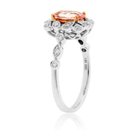 Oval Cut Morganite & Diamond Unique Halo Ring - Park City Jewelers