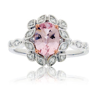 Oval Cut Morganite & Diamond Unique Halo Ring - Park City Jewelers