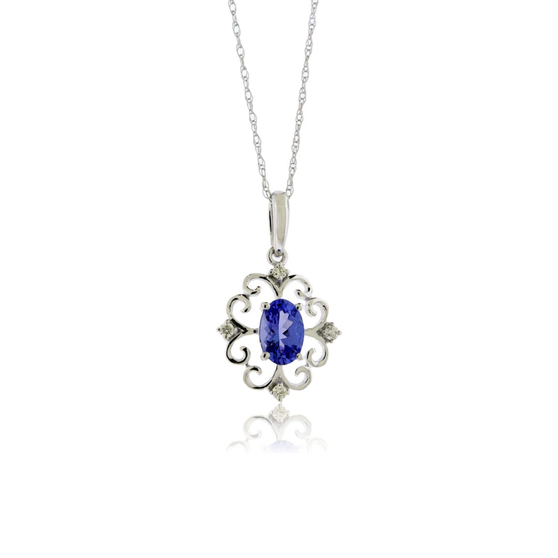 Oval-Cut Tanzanite Accented in Filigree Style Pendant - Park City Jewelers