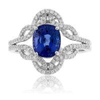 Oval Cut Tanzanite and Diamond Art Deco Style Ring - Park City Jewelers