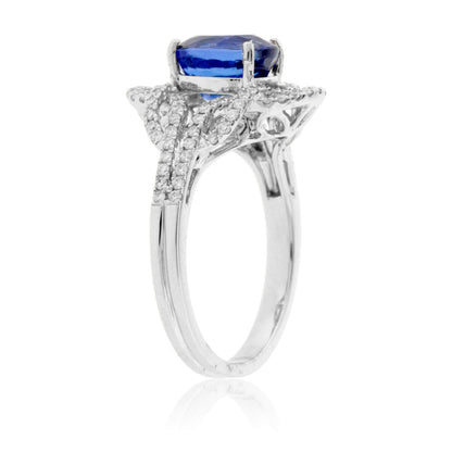 Oval Cut Tanzanite and Diamond Art Deco Style Ring - Park City Jewelers