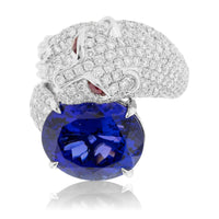 Oval Cut Tanzanite Panther Diamond Ring - Park City Jewelers