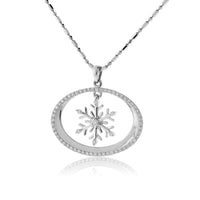 Oval Diamond Halo with Snowflake Center Pendant - Park City Jewelers