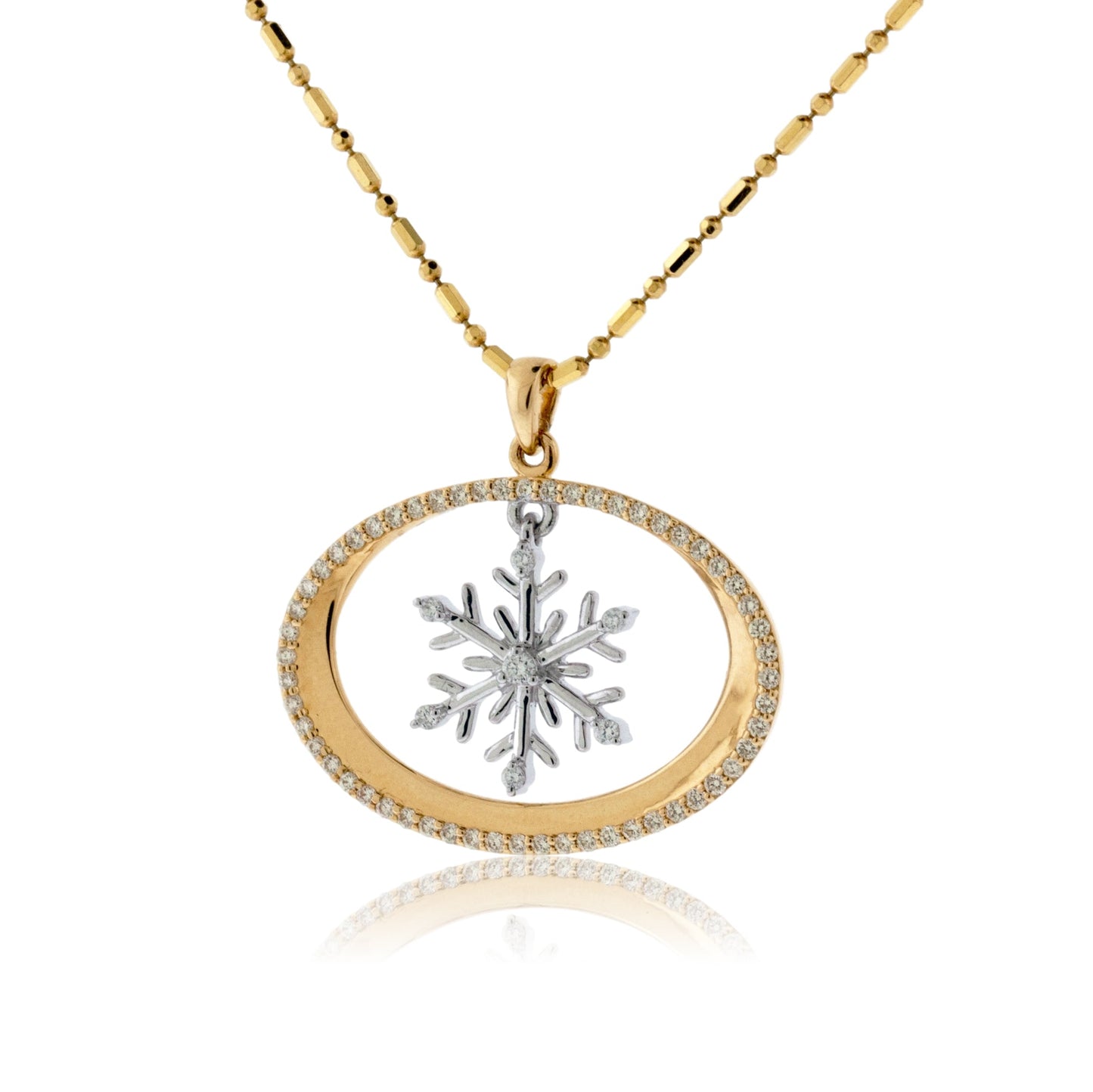 Oval Diamond Halo with Snowflake Center Pendant - Park City Jewelers