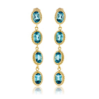 Oval Drop Four Blue Topaz & Rope Halo Earrings - Park City Jewelers
