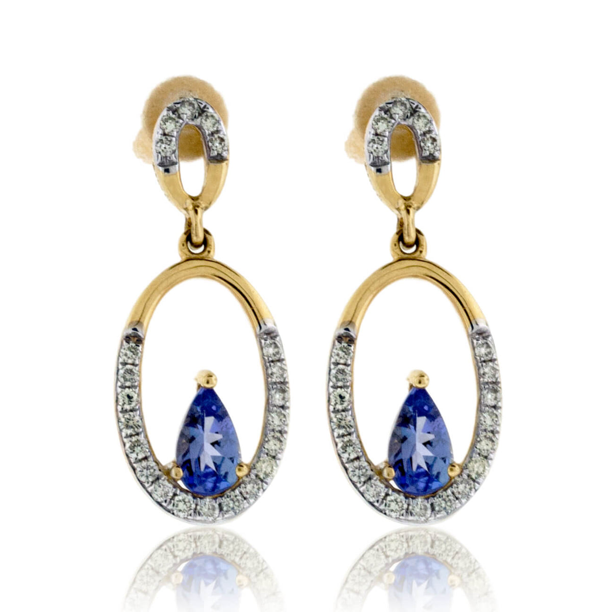 Oval Earrings with Pear Shape Tanzanite & Diamonds - Park City Jewelers