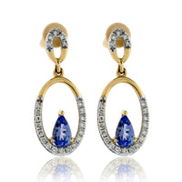 Oval Earrings with Pear Shape Tanzanite & Diamonds - Park City Jewelers