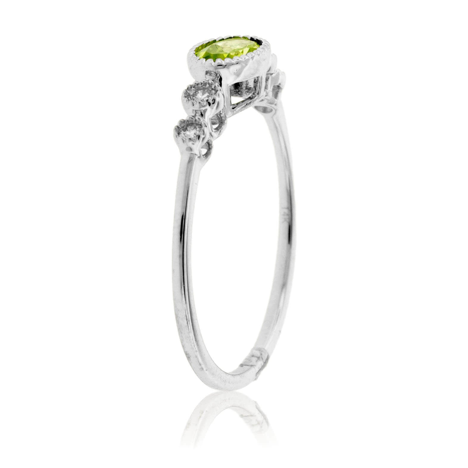 Oval East-West Peridot Milgrain Halo Ring - Park City Jewelers