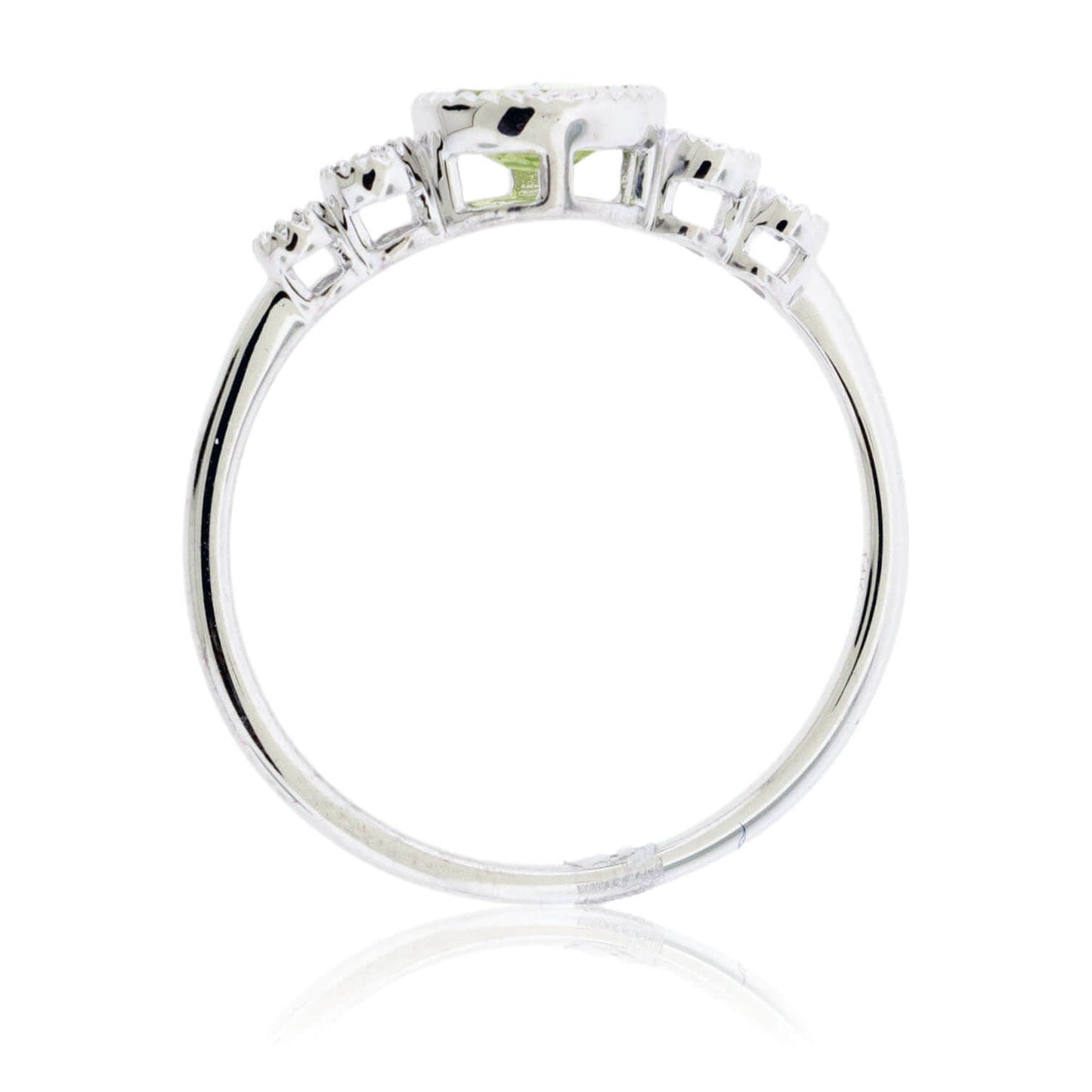Oval East-West Peridot Milgrain Halo Ring - Park City Jewelers