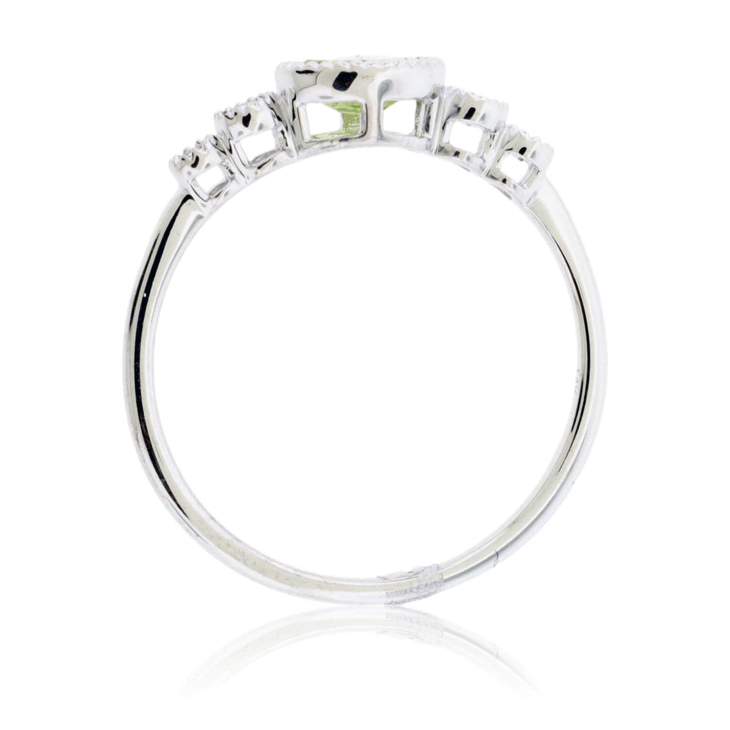 Oval East-West Peridot Milgrain Halo Ring - Park City Jewelers
