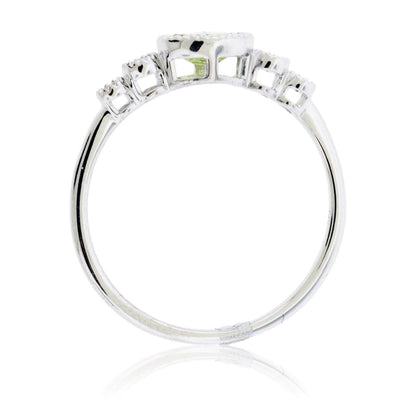 Oval East-West Peridot Milgrain Halo Ring - Park City Jewelers