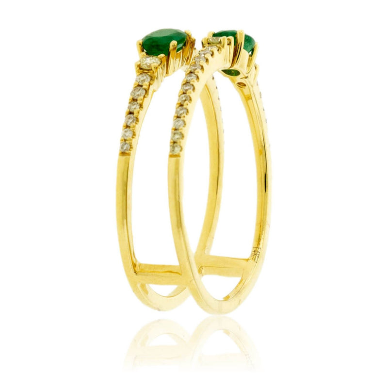 Oval Emerald and Diamond Double Band - Park City Jewelers