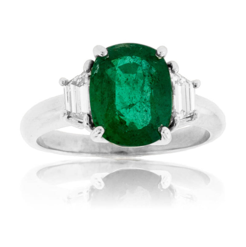 Oval Emerald & Diamond Three Stone Style Ring - Park City Jewelers