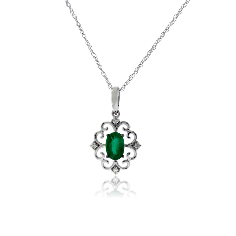 Oval Emerald Pendant with Filigree - Park City Jewelers