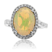 Oval Ethiopian Opal and Diamond Halo Ring - Park City Jewelers