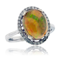 Oval Ethiopian Opal and Diamond Halo Ring - Park City Jewelers