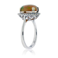 Oval Ethiopian Opal and Diamond Halo Ring - Park City Jewelers